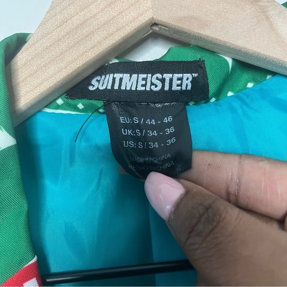 Suitmeister Men Blazer Sportscoat Small Nordic Reindeer Christ Suit Green - Picture 13 of 13